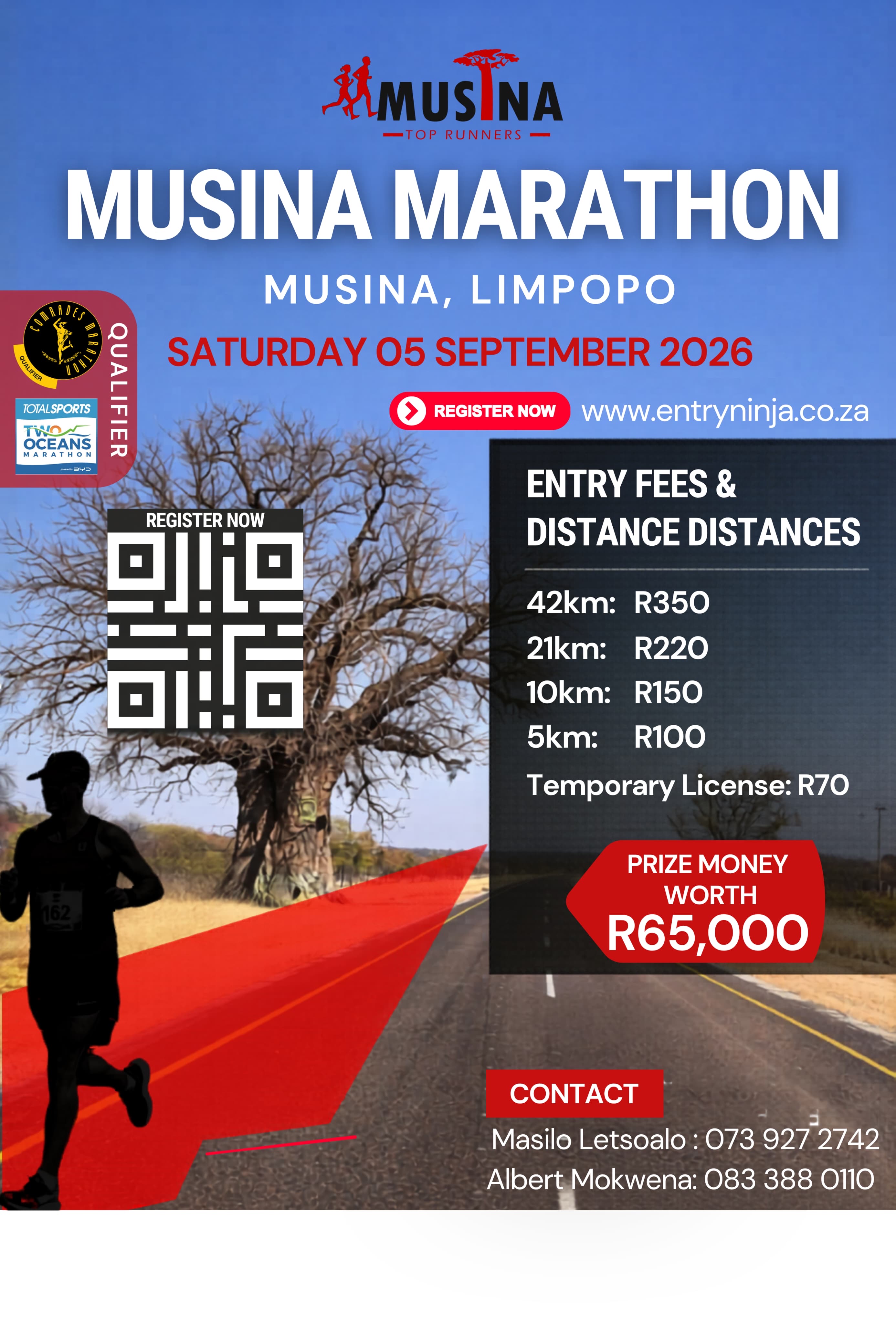 Musina Marathon 2026 Sat 5 Sep 2026 @ Musina, Limpopo — 5