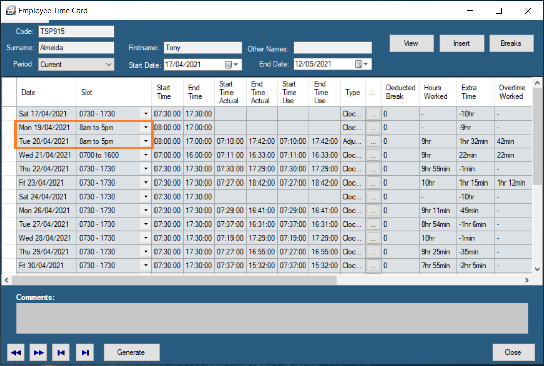 EmployeeViewTimeCard