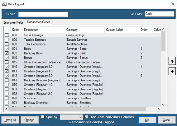 Export - Data - Transactions