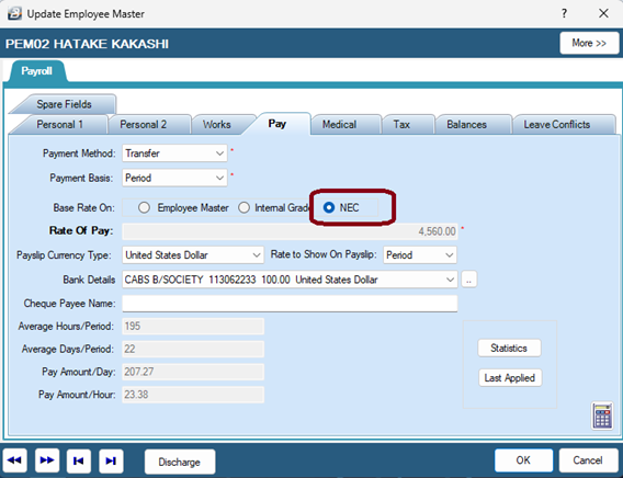 Base Rate On - NEC Grade