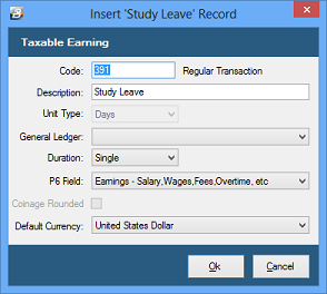 Leave - Study - Transaction Code