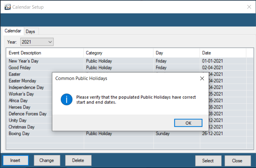 Verify Public Holidays