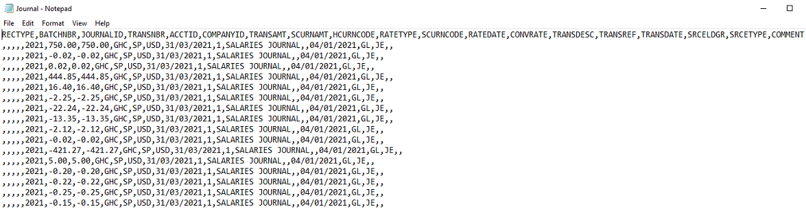 AccPac CSV Export