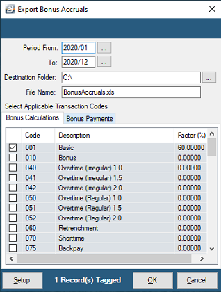 Cost Pools - Bonus Accruals setup