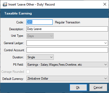 Leave - Other - Duty