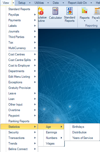 Reports Menu - Statistics