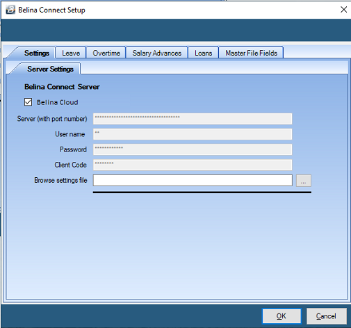 Connect - Settings