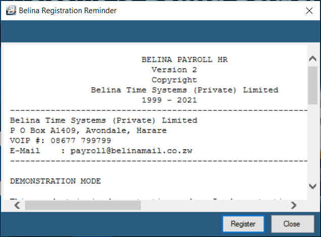 Registration Window