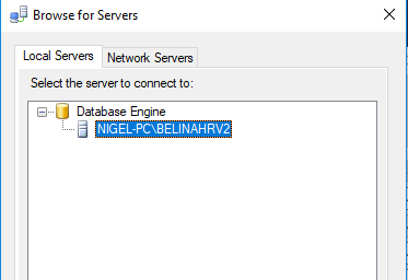 selecting database engine name