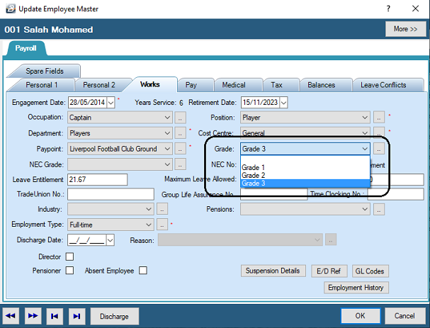 P-Employee Master Internal Grade