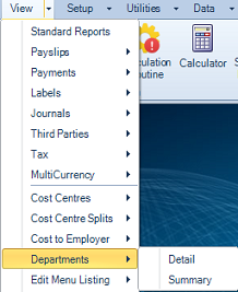 Reports Menu - Departments
