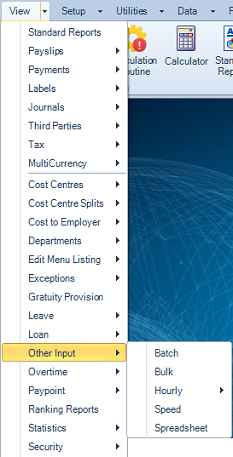 Reports Menu - Other Input