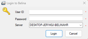 login screen