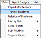Employee Transfer - Menu