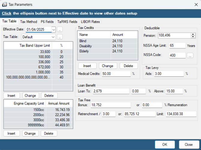 Tax Setup Default April 2025