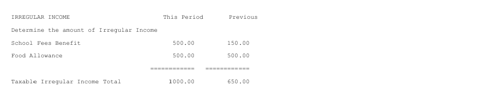 TaxDisplay-Forecast - Irregular Income