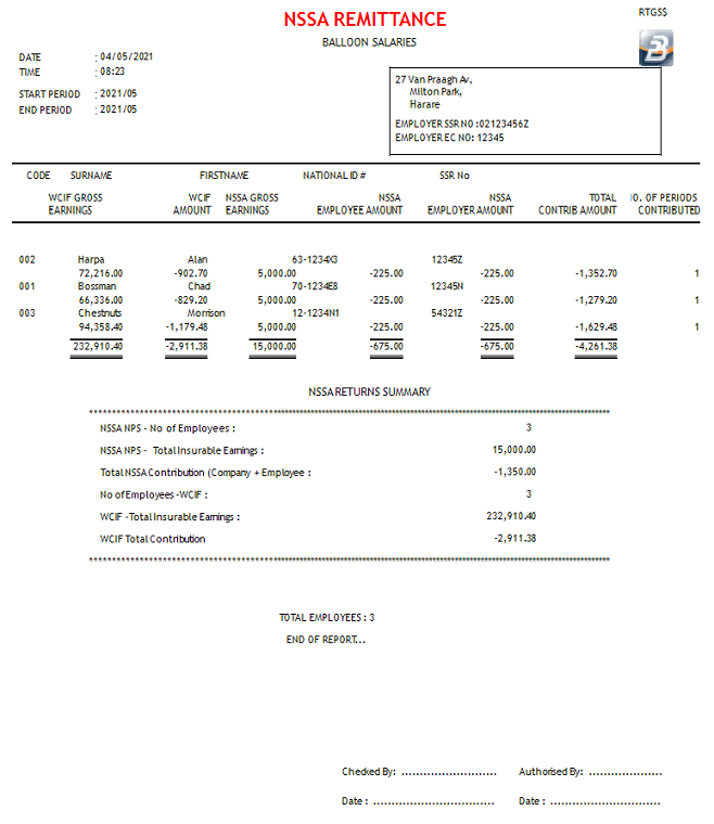 Reports - NSSA Remittance
