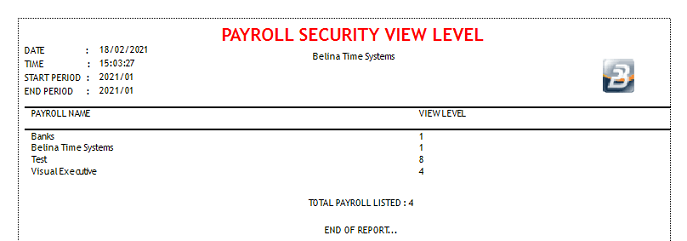 Reports - Payroll Security View Level