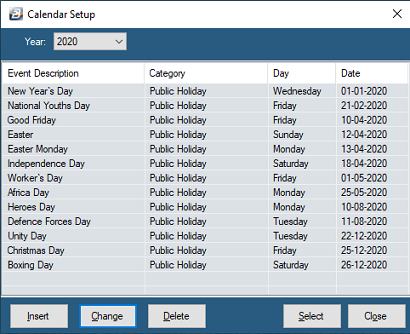 Connect - CalendarSetup