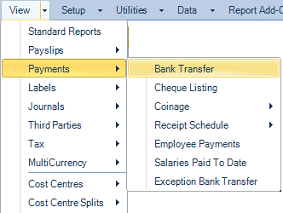 Reports Menu - Payments