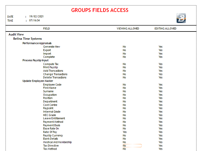 Reports - Group Fields Access