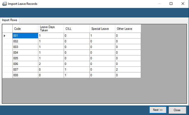 Import Leave Records - Step 2