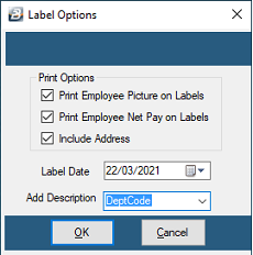 Label Options - Standard