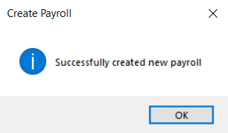 Payroll Creation Confirmation