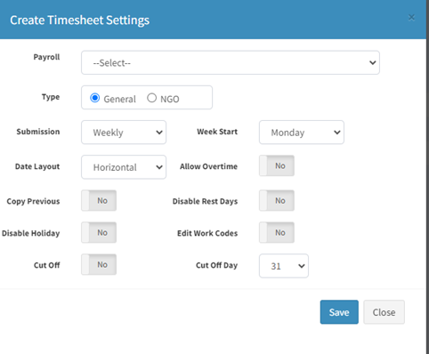 Timesheet rules