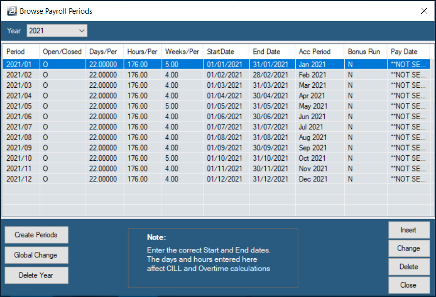 Browse Payroll periods