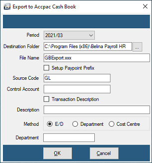 AccPac Cash Book Export