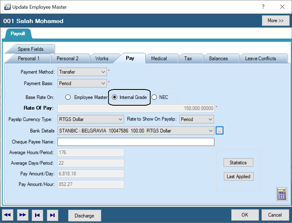 Base Rate On - Internal Grade
