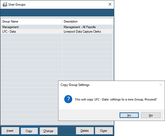 Security - Groups - Table