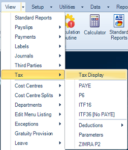 Tax Display - Menus