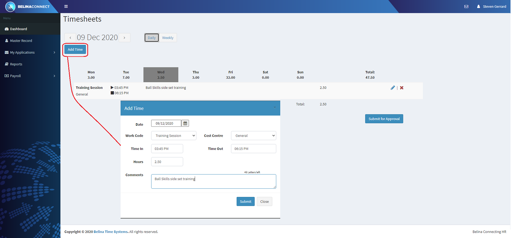 Connect - Timesheets Daily