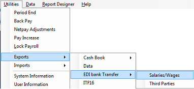 EDI Transfer menu