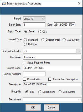 Export - Accounting - AccPac
