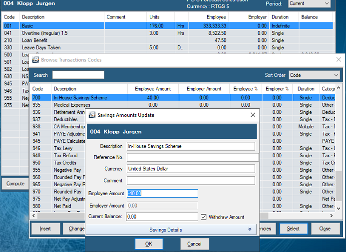 Savings Processing