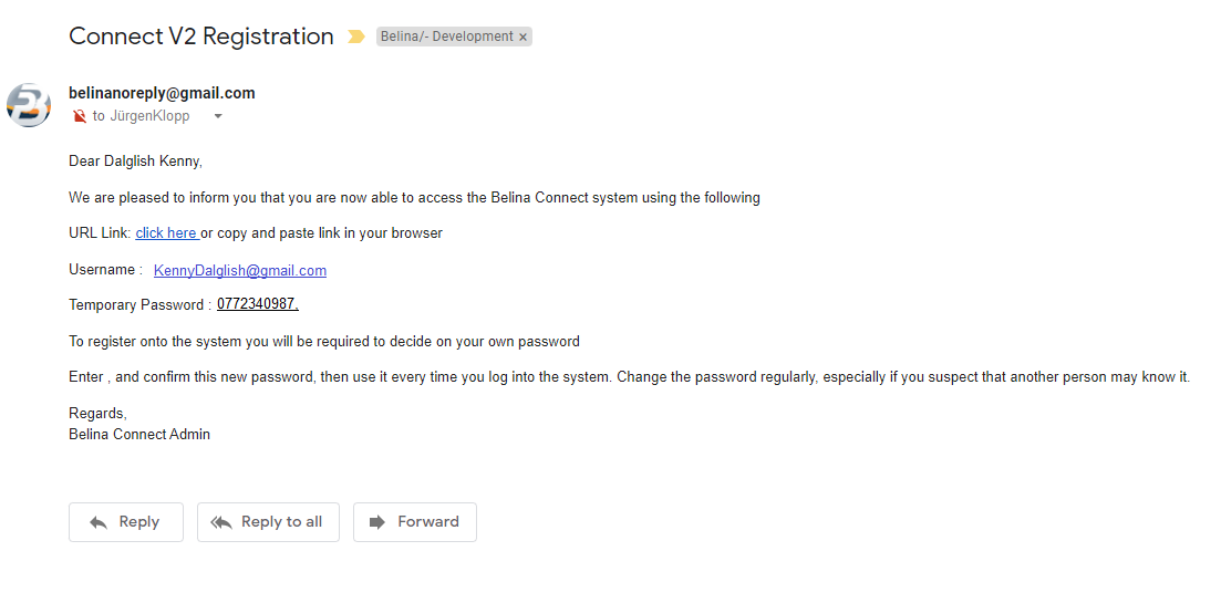 Connect V2 Registration Email