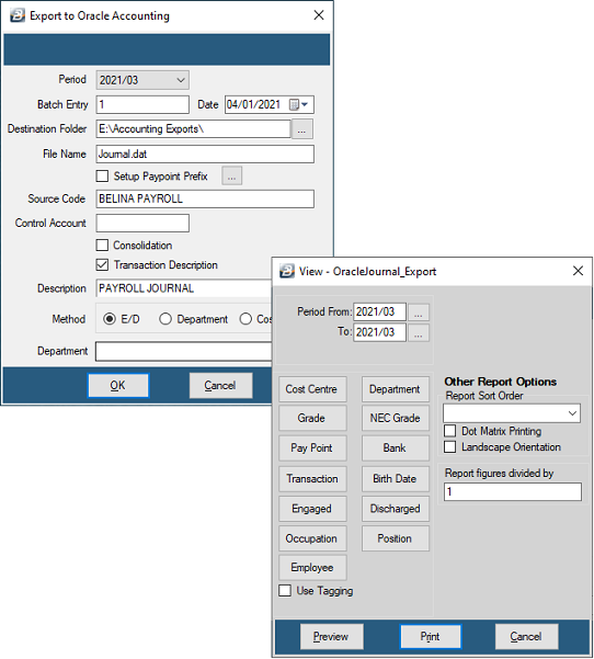 Export - Accounting - Oracle