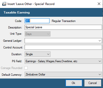 Leave - Special - Transaction