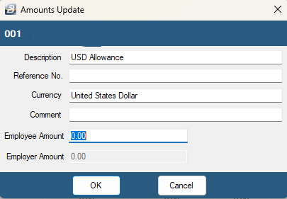 USD Allowance code on payslip
