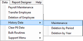 History Maintenance Menu