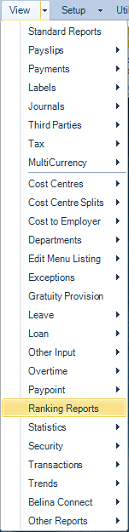 Reports Menu - Ranking Reports