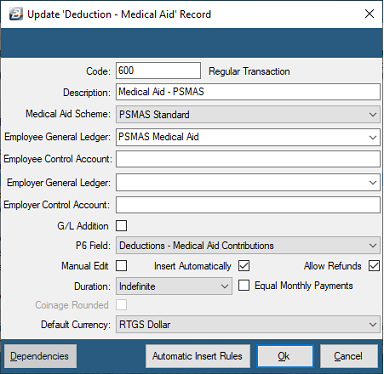 PSMAS - Transaction Code