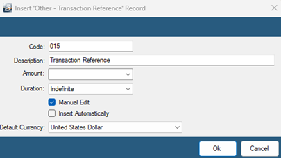 Transaction Reference Transaction Code