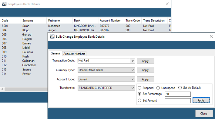 Bulk Routines - Bank Details