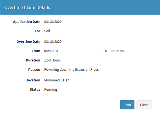 Connect - OvertimeClaimView