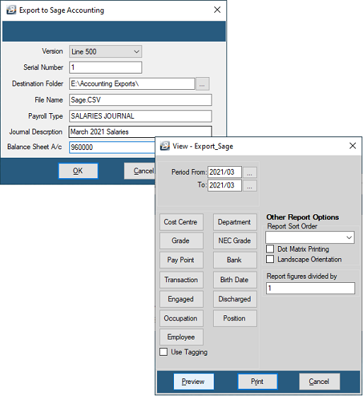 Export - Accounting - Sage
