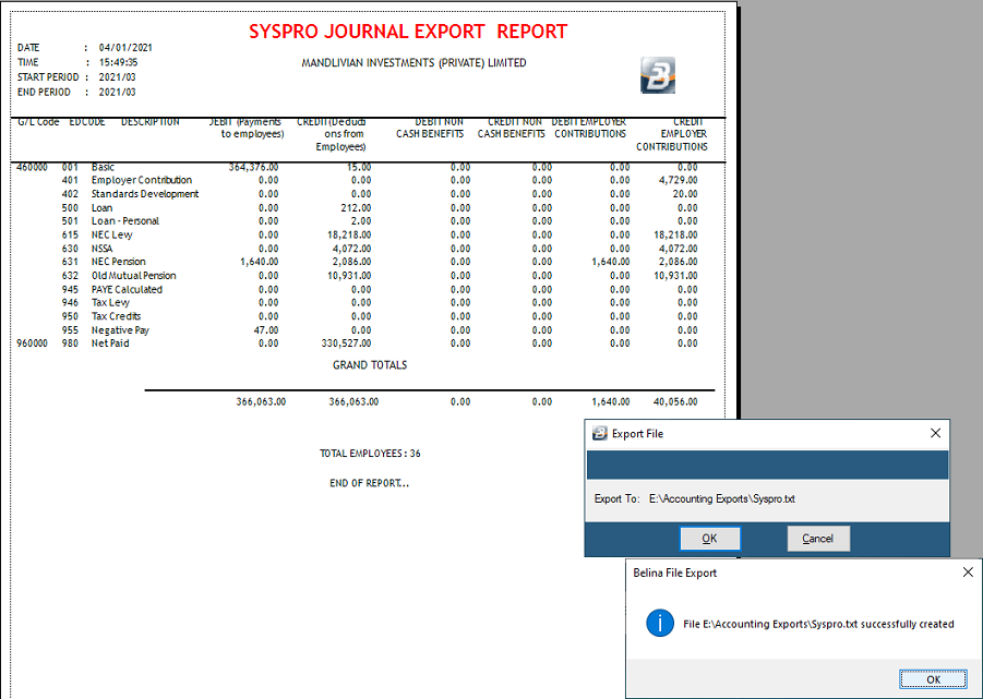 Export - Accounting - SysPro2